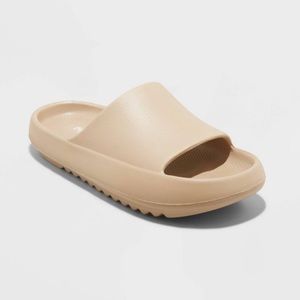 Slide Sandals, Taupe, Size 9